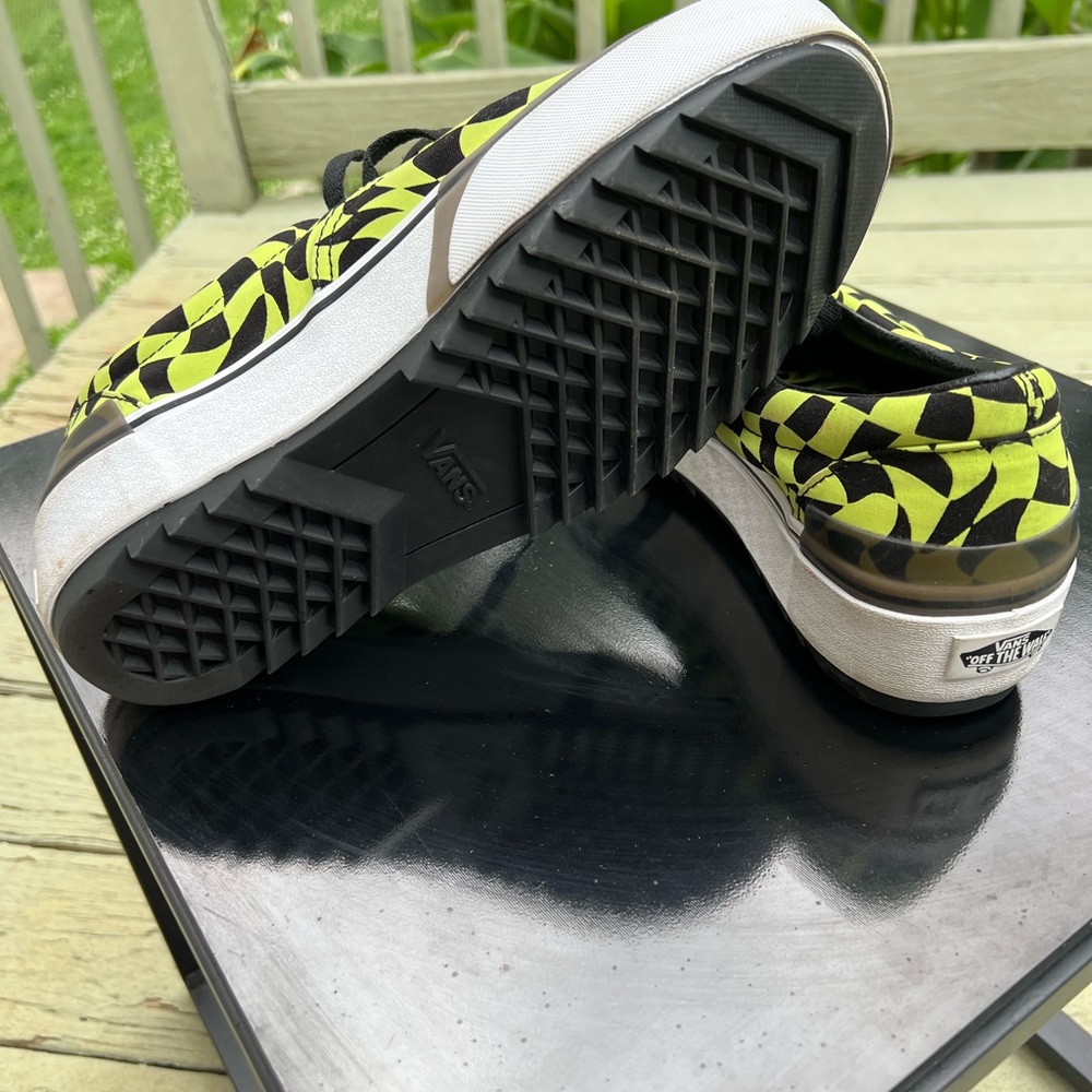Vans Black and Yellow/green Checkered platform Sneakers - Picture 5 of 6